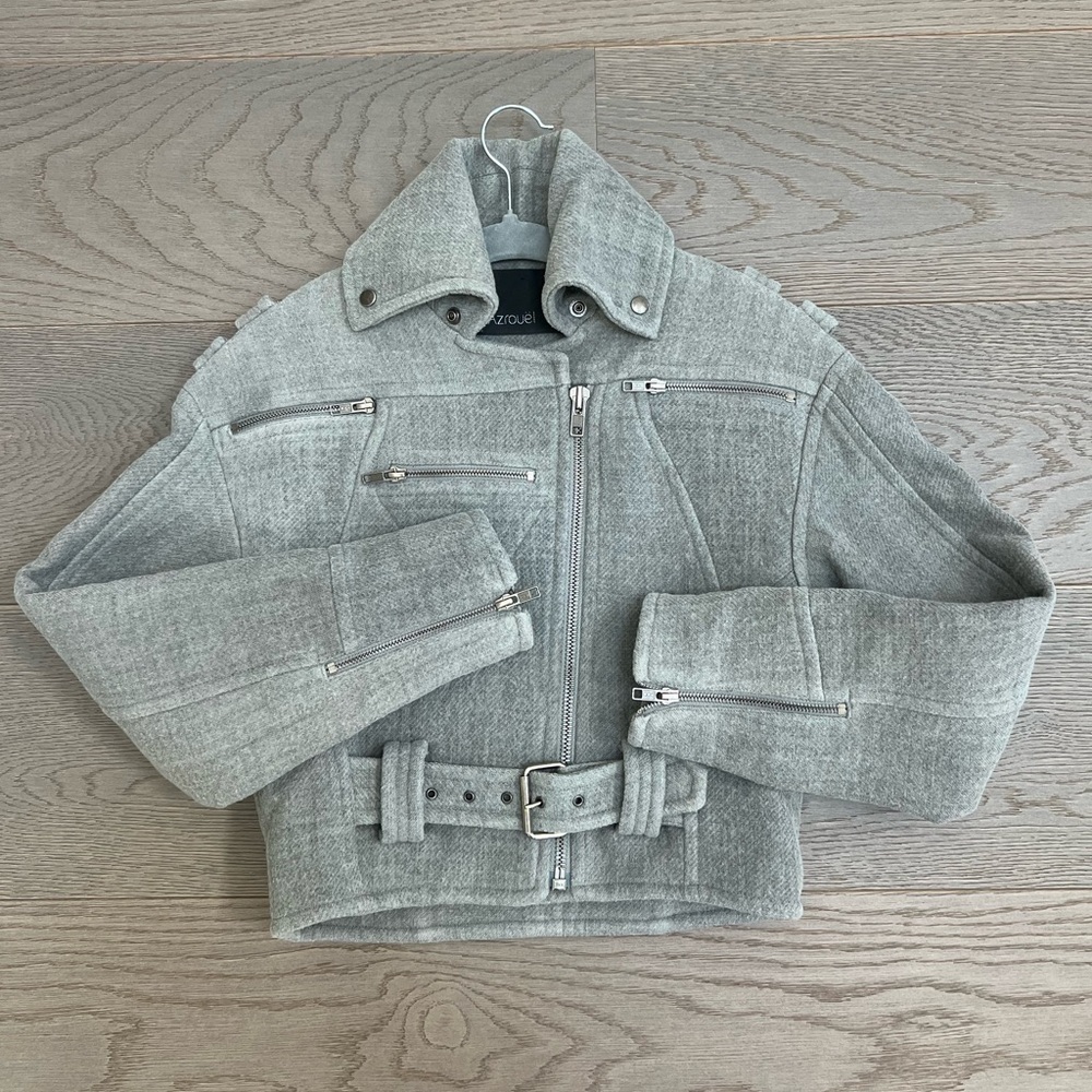 Yigal Azrouel Gray Cropped Jacket with Belted Waist - Picture 13 of 13